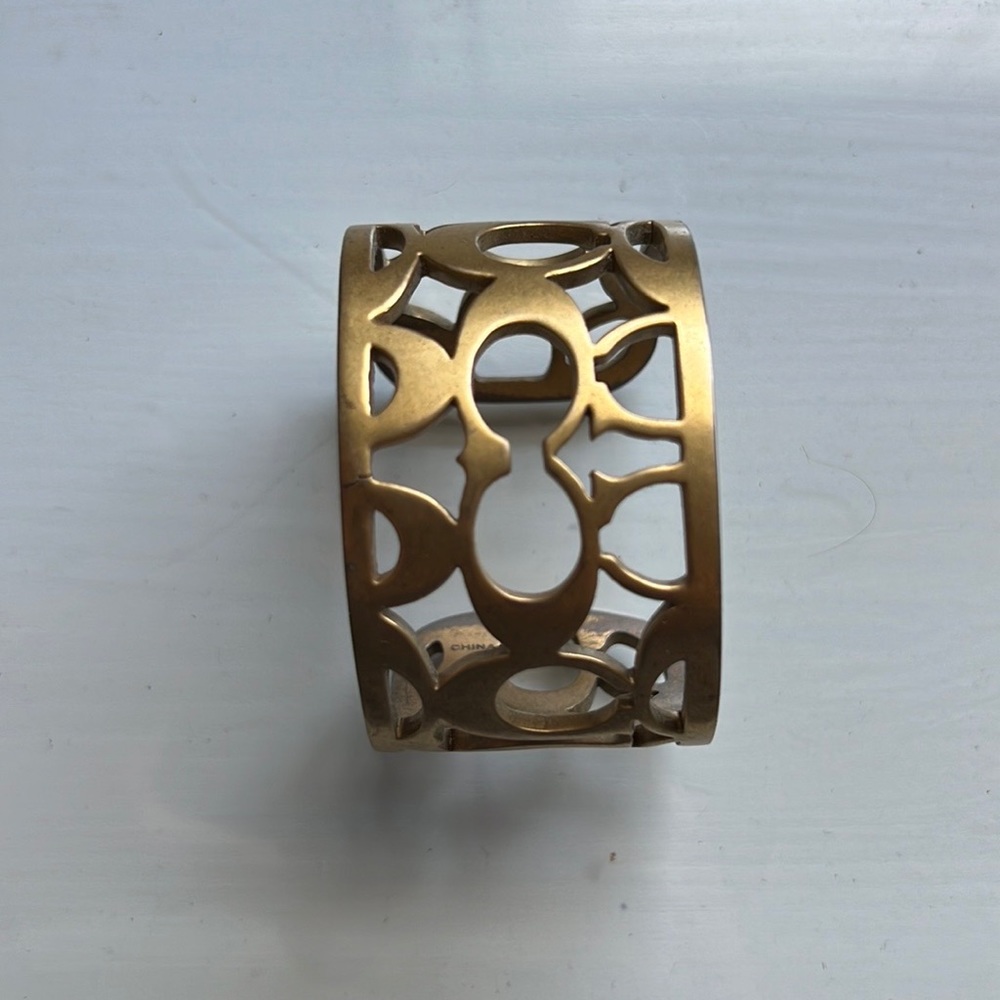 Thick Gold Coach Logo Bangle